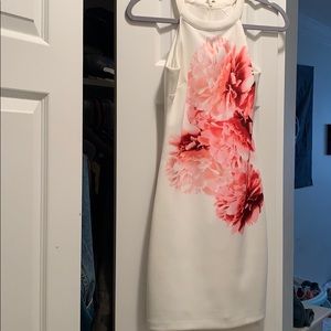 Beautiful white dress with pink flowers